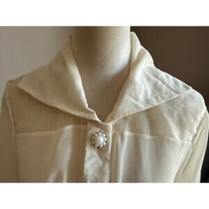 Neverland Sheer Ivory Blouse – Cropped Boxy Fit (Estimated M)